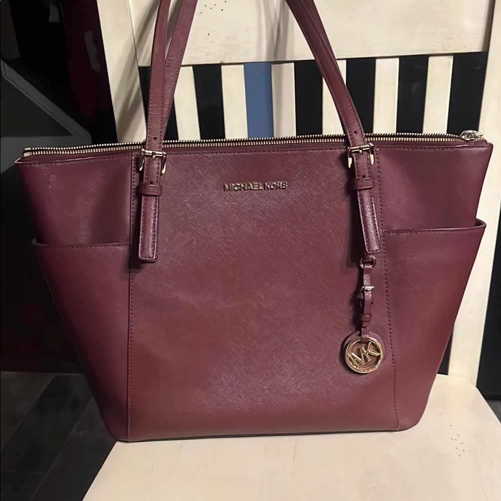 Michael Kors Purple Charlotte Large Zip Tote Bag